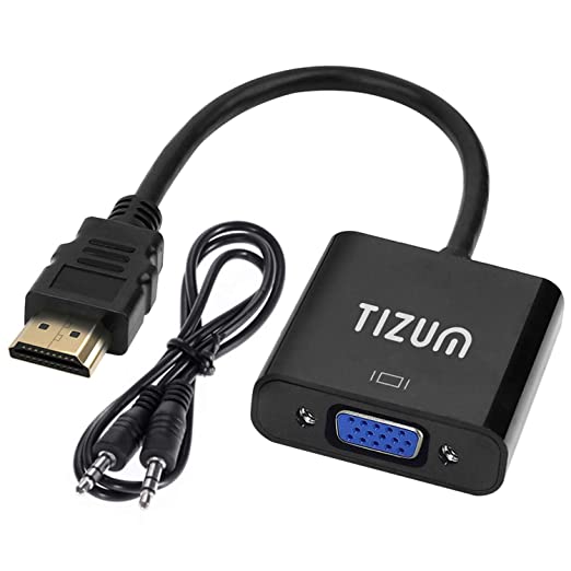 Metropolitan ontsnappen Wind Tizum HDMI to VGA with Aux Cable Audio, Gold-Plated HDMI to VGA Adapter  (Male to Female) for Computer, Desktop, Laptop, PC, Monitor, Projector,  Full HDTV, Media Players, Xbox [NOT for VGA to